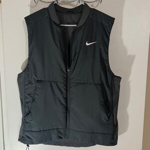 Nike Therma-FIT Mens Puffer Vest Black Full Zip Sleeveless Jacket Medium